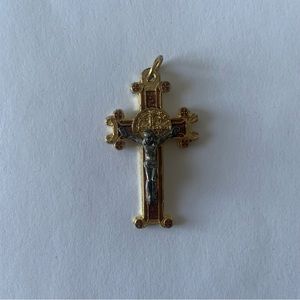 Mixed Metals Gold Silver Dramatic Large Maximalist Crucifix Pendant